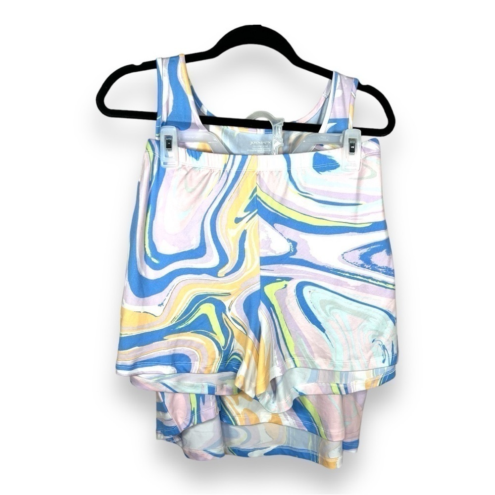 2x NEW JOYSPUN PASTEL PJ SET SWIRL PRINT PLUS CASUAL LOUNGEWEAR SWIRL